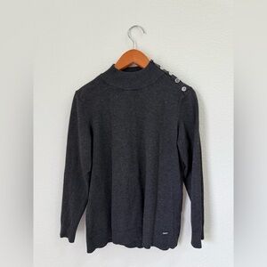 Calvin Klein Dark Gray and Silver Turtleneck Sweater Women’s Size Large